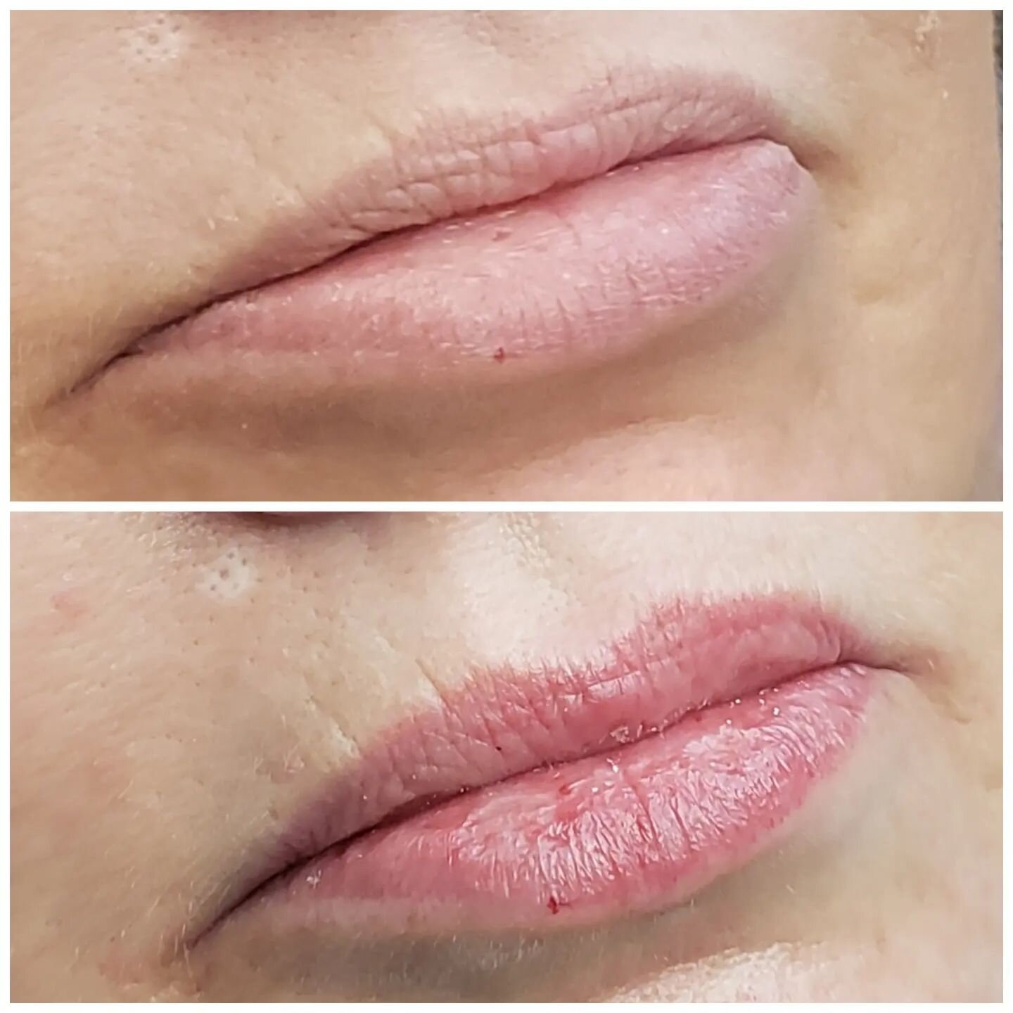 Healed lip blush after first session! I really wish I would have thought to put some balm on them so they looked glossy and chic but I forgot! 
😅🤦&zwj;♀️

Lip Blushing heals so naturally its important that clients have the correct expection for thi