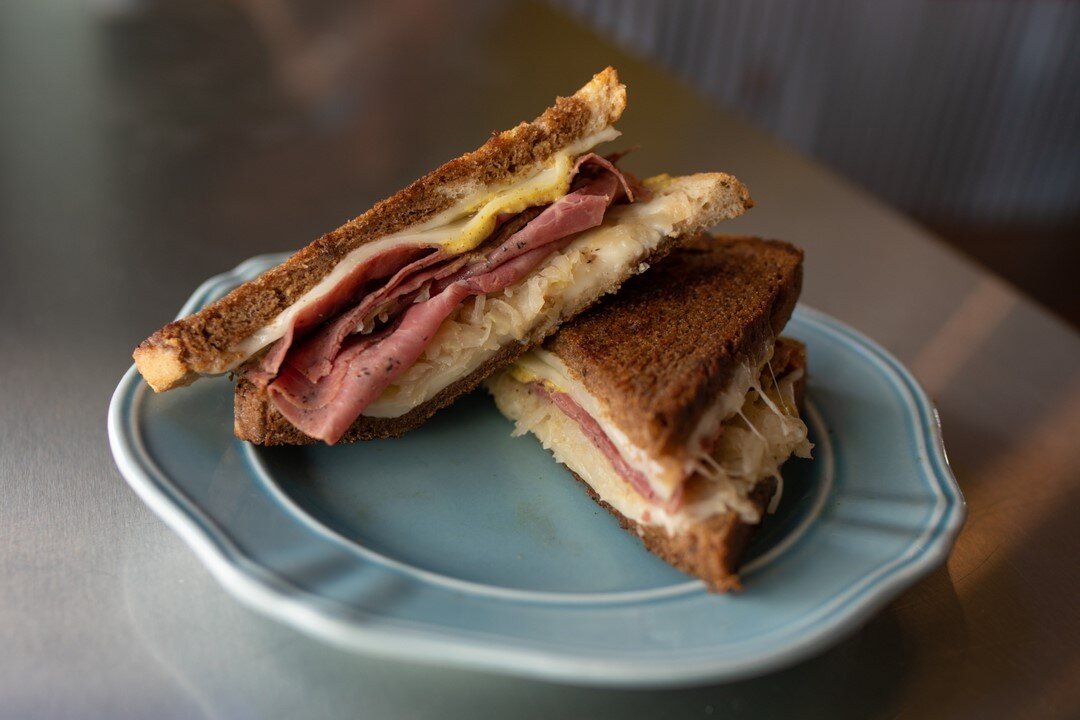 Well HOT DANG, it's the Hot Pastrami! One of our newest full time menu items has pastrami, sauerkraut, brown mustard and melty provolone cheese on marble rye bread!