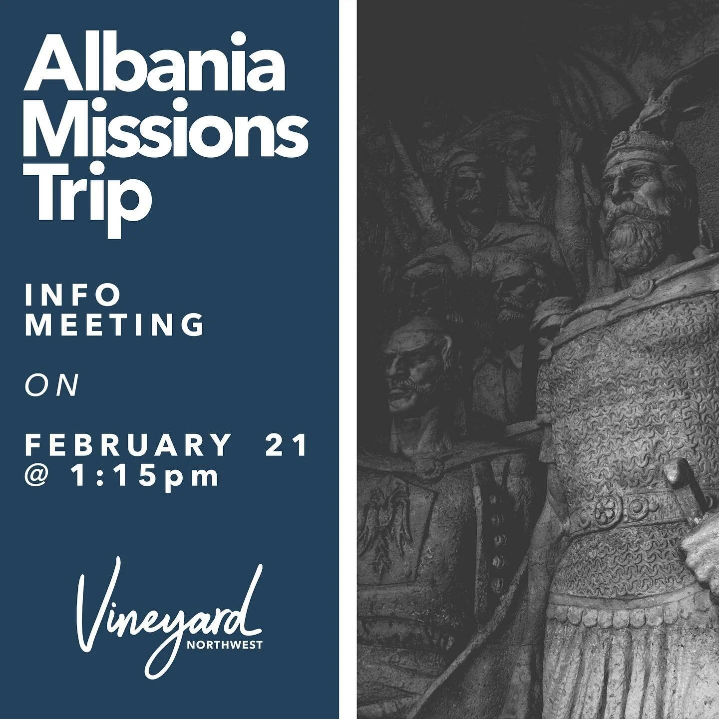 Are you interested in joining a team from Vineyard Northwest on a missions trip to Albania? On February 21st from 1:15-1:45pm we are having an info meeting about the Albania Missions Trip happening this June. See our website for more info!
#Albania #