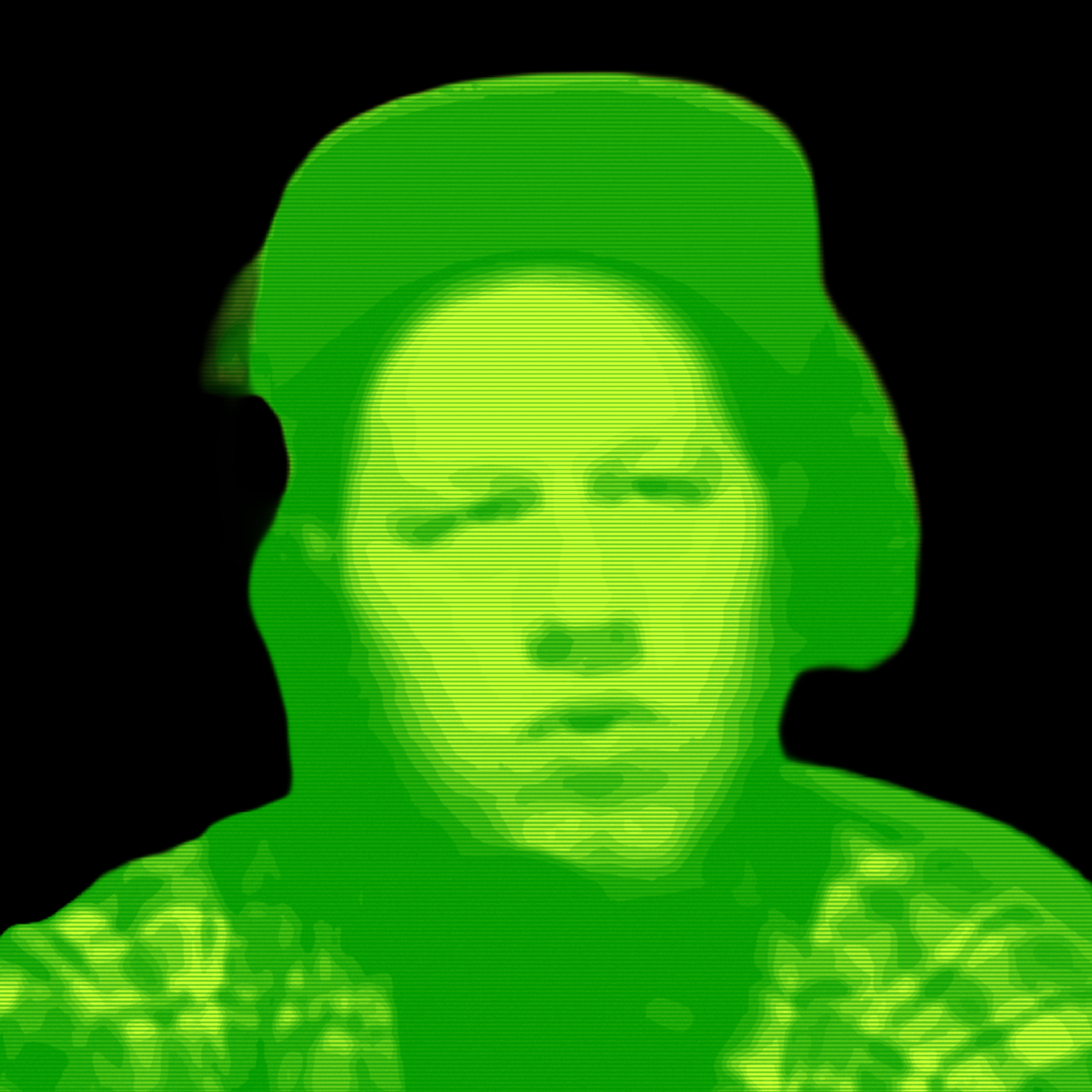 Ryan “Ry” Snider, lime halftone portrait on black