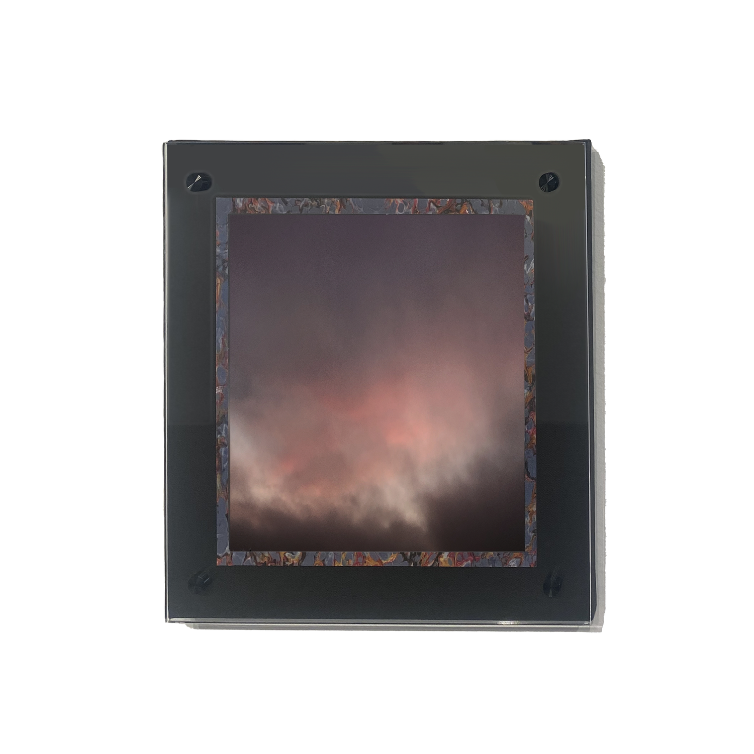 Pink Fog - 
Photograph hand embellished with color pencil and collage
12” x 12”