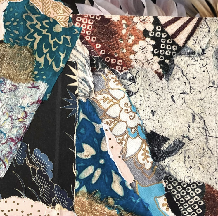 Turquoise Flowers
Collage on wood panel
10 x 10 x 2 in