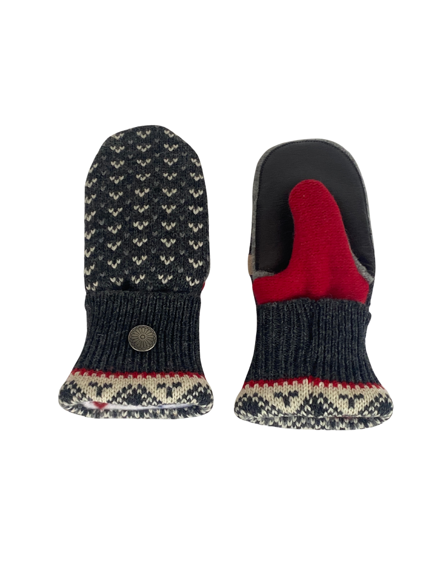 Nordic Mittens — Gray / White / Red