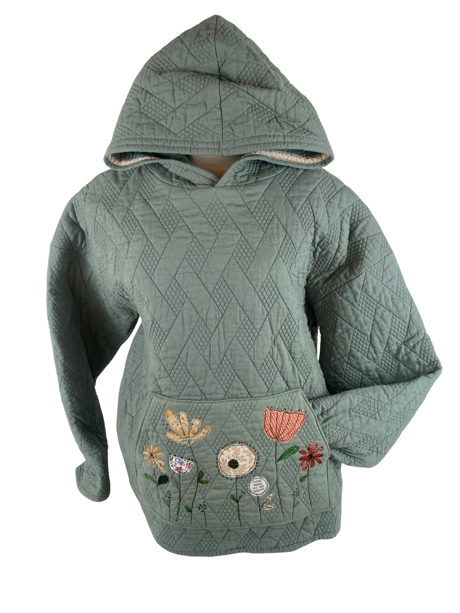 Repurposed Textile Hoodie - Quilted Embroidery