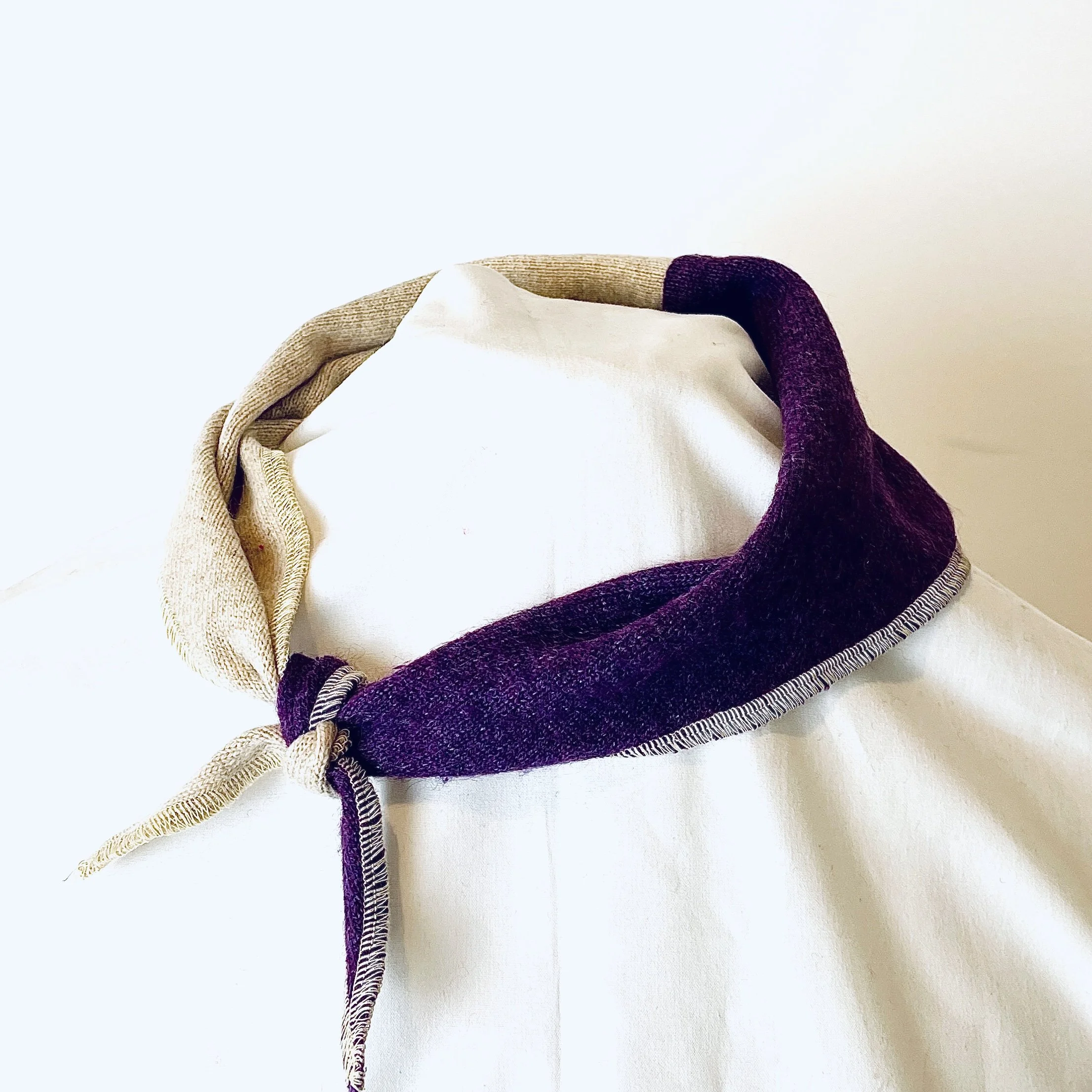 Cashmere Kerchief — Purple & Beige