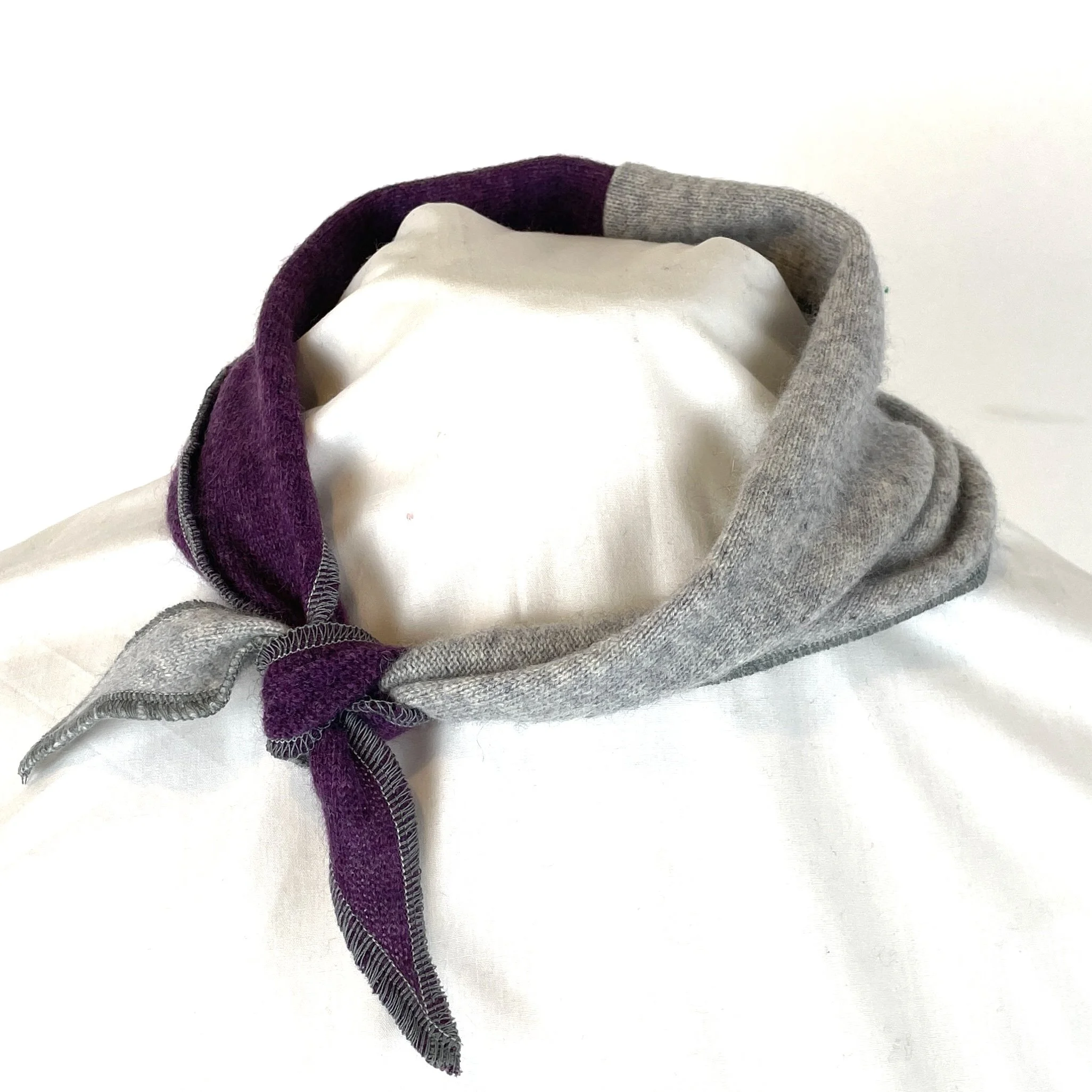 Cashmere Kerchief — Grey & Purple