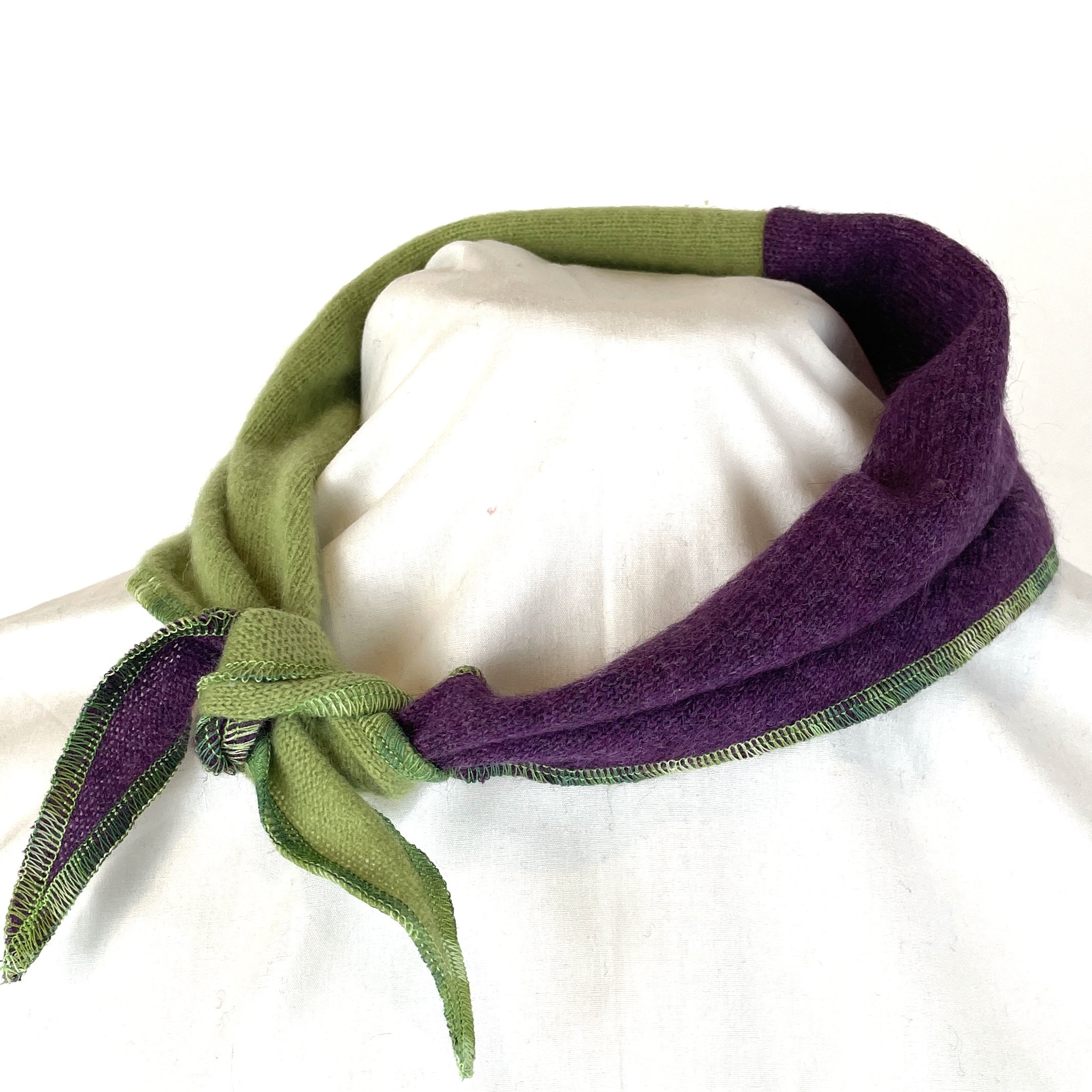 Cashmere Kerchief — Green & Purple