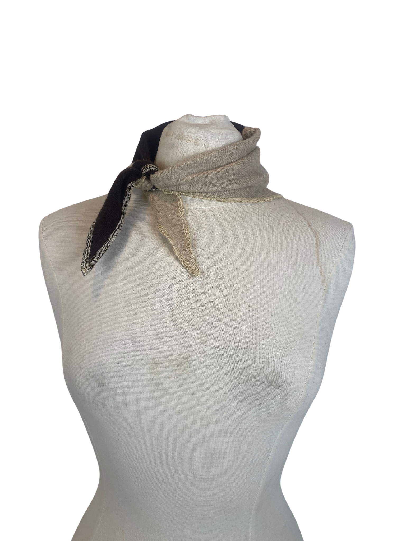 Cashmere Kerchief — Beige & Black