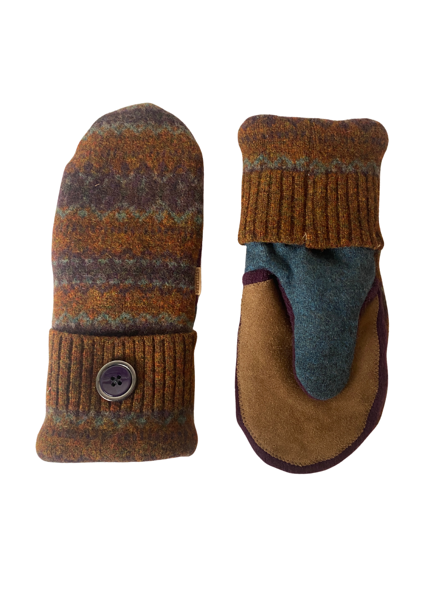 Petite Mittens — Browns / Teal