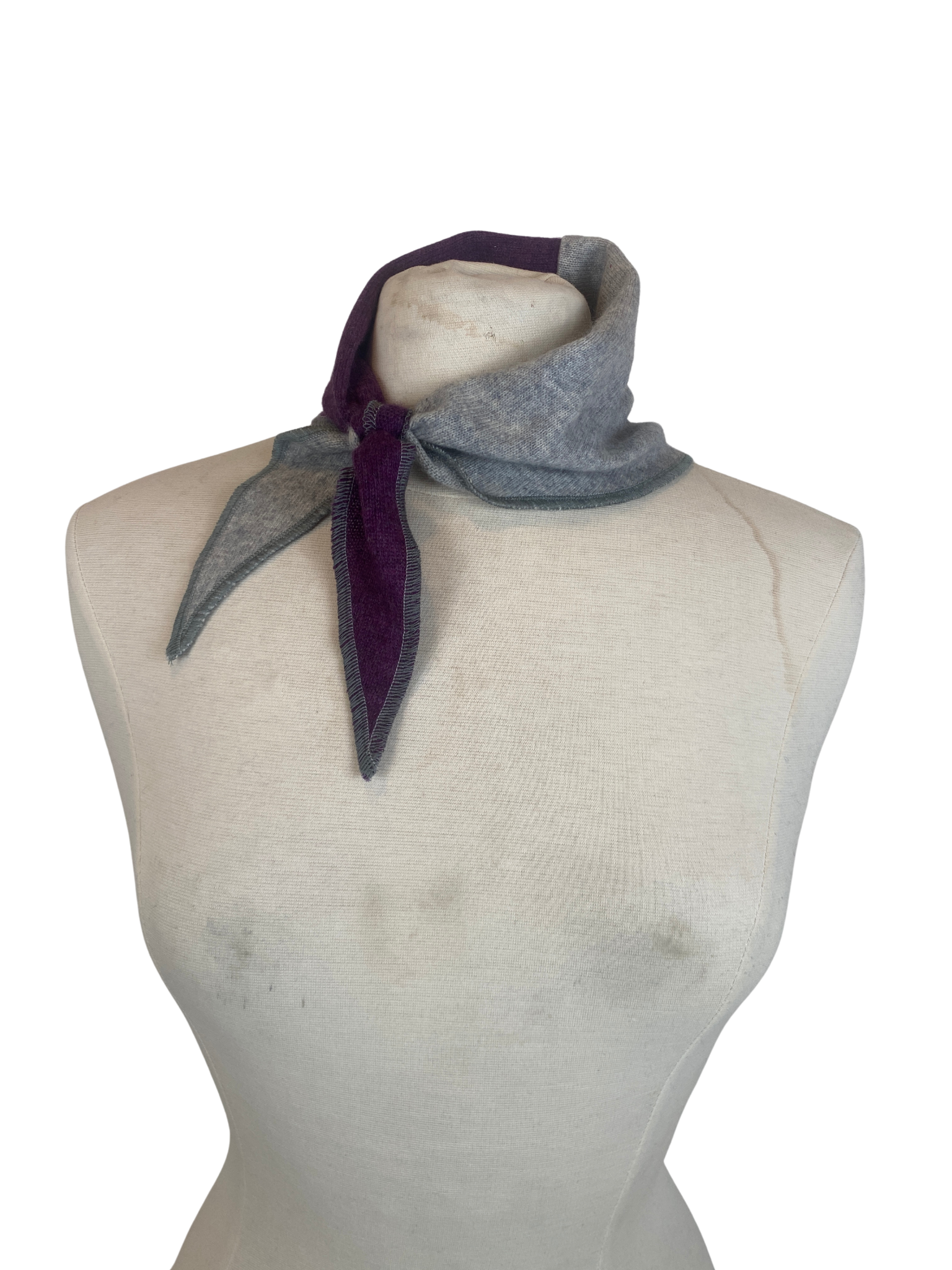 Cashmere Kerchief — Grey & Purple