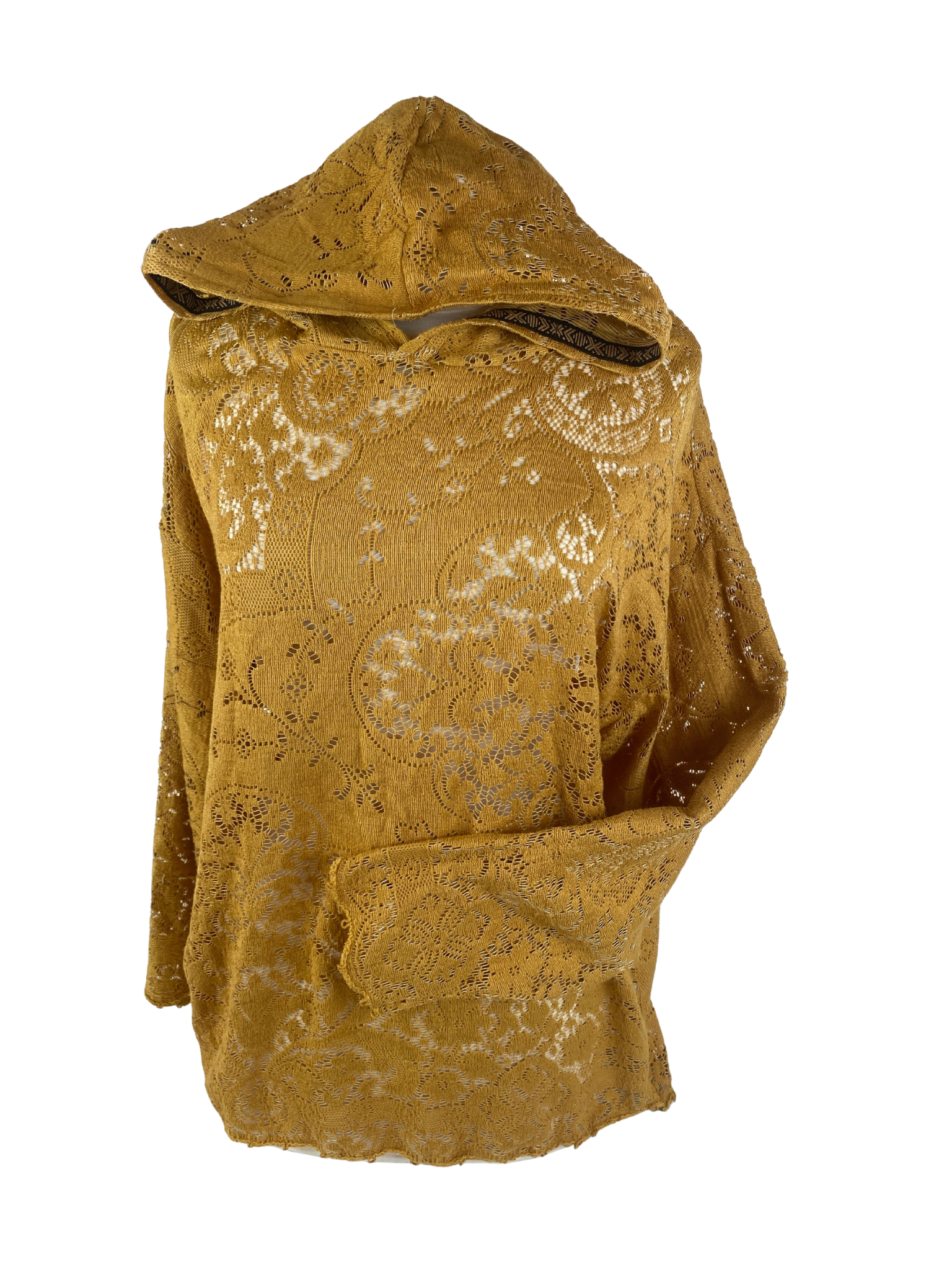 Repurposed Textile Hoodie - Gold Lace