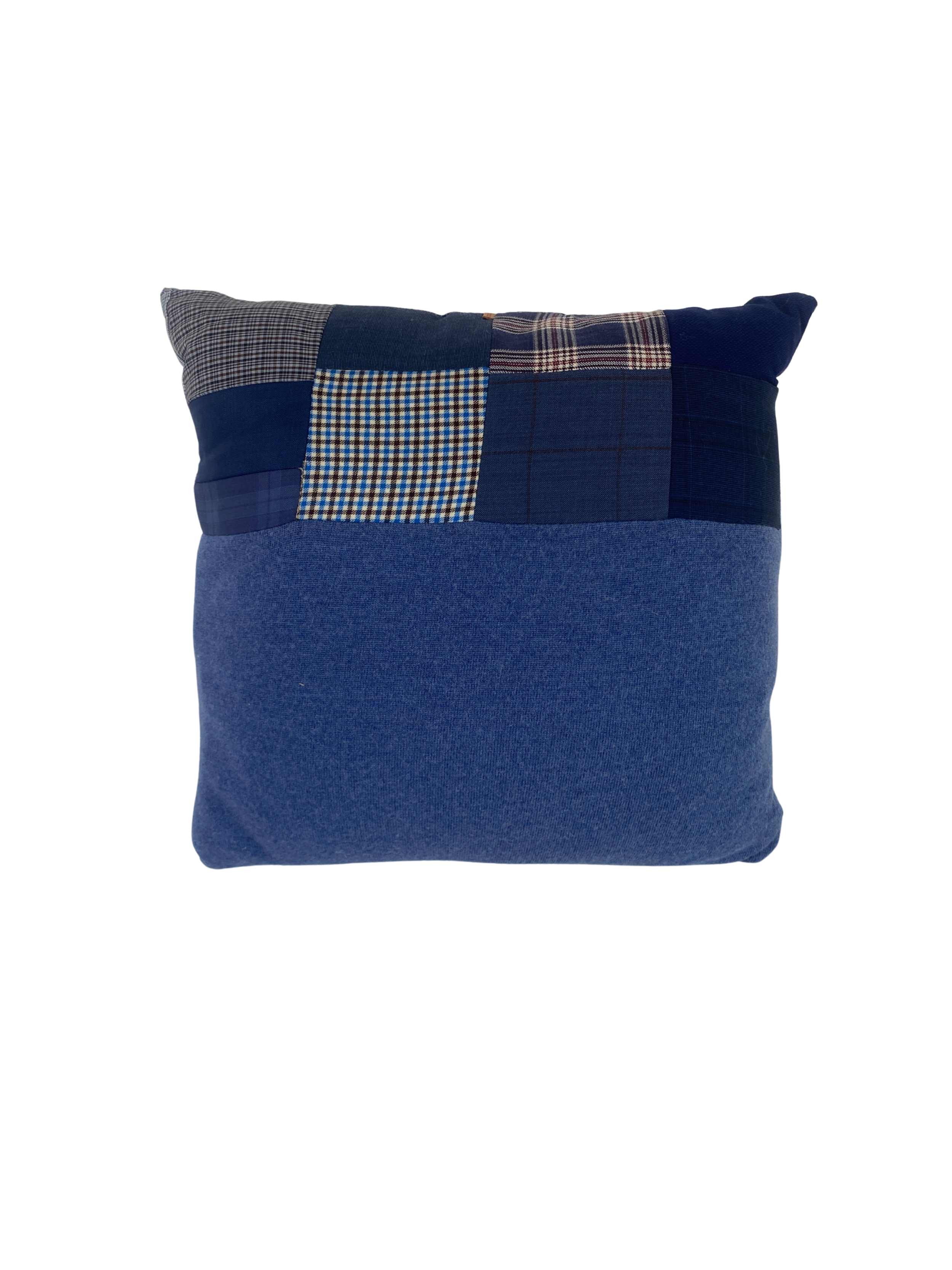 Quilted Pillow -  Blue/ Plaid /Brown