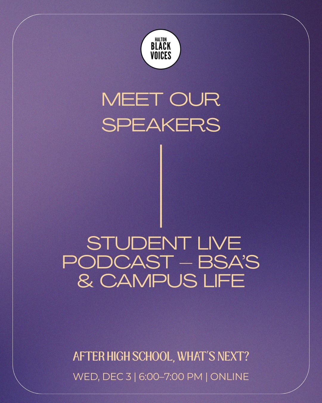Meet the powerful voices behind our After High School: What&rsquo;s Next &mdash; Student Live Podcast: BSA&rsquo;s &amp; Campus Life session! 🎙️✨

This high-energy, student-led conversation dives into the realities of Black Student Associations, nav
