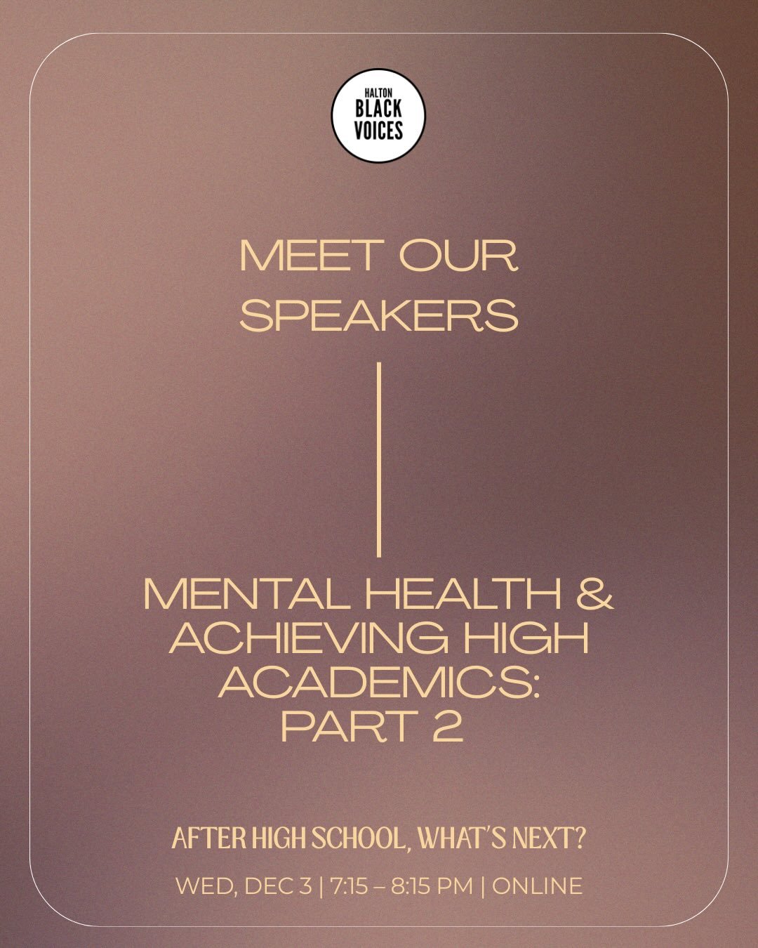 We&rsquo;re thrilled to introduce the powerful speakers leading After High School: What&rsquo;s Next &mdash; Mental Health &amp; Achieving High Academics: Part 2. ✨🧠

In this second part of our deep-dive conversation, we&rsquo;ll explore how Black s