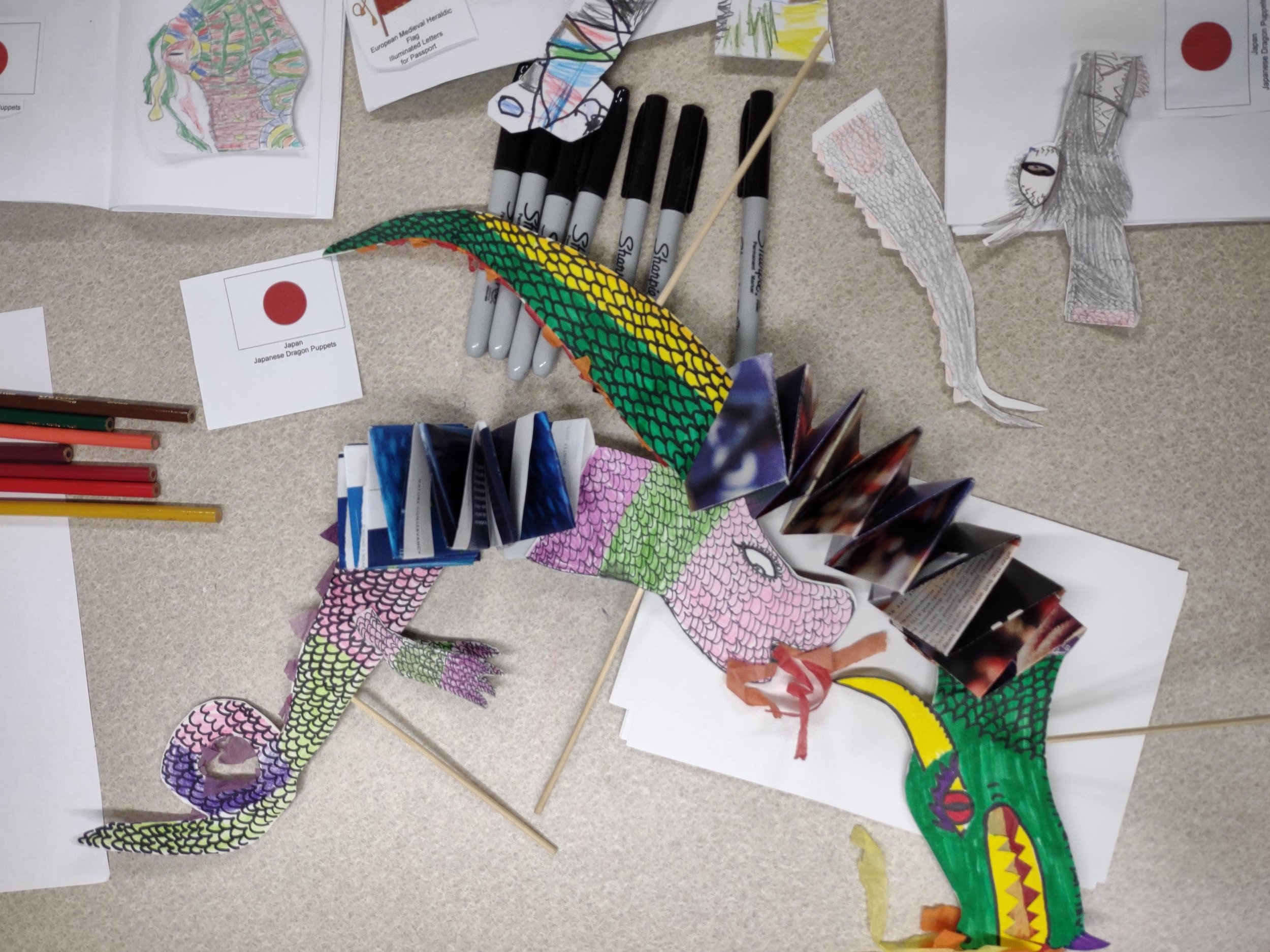 Working on Japanese Dragon Puppets