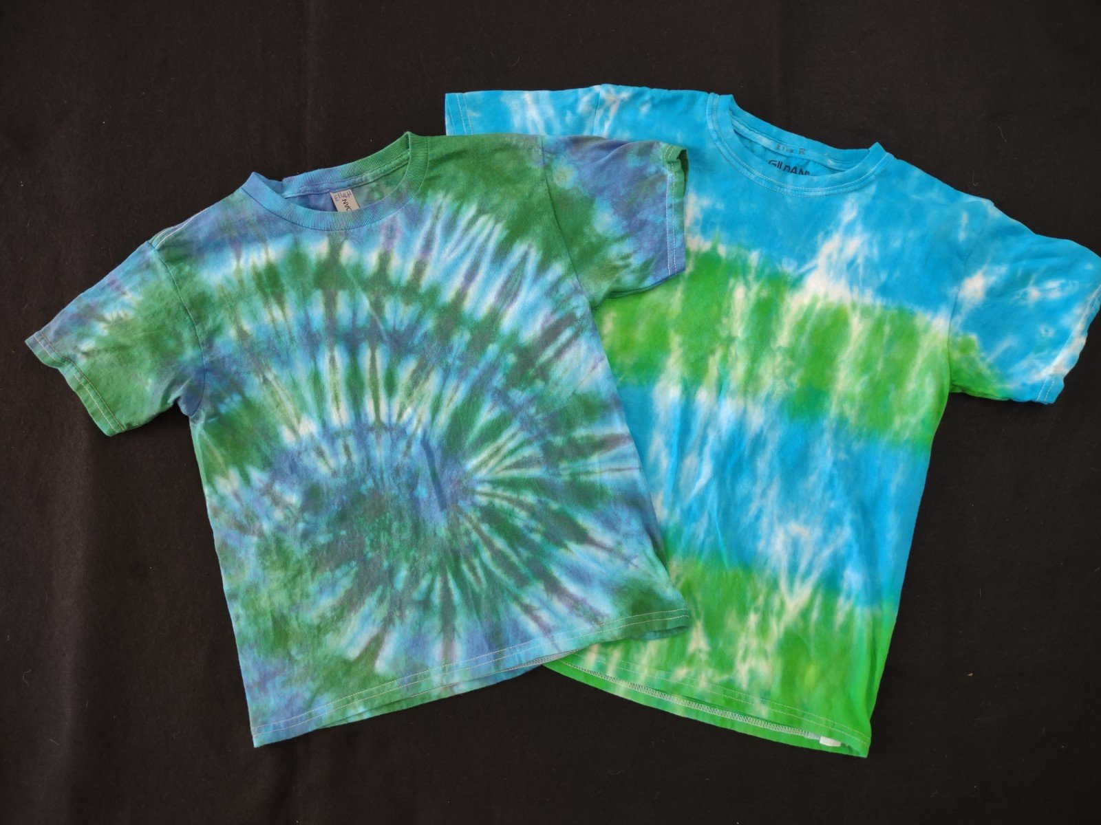 EH and ER's Blue and Green Tie-dye shirts