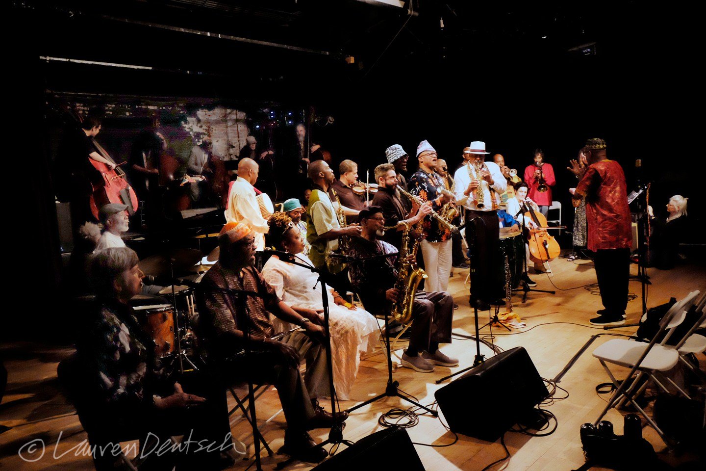    Mwata Bowden, Bankhead's comrade in 8 Bold Souls, conducting the Ensemble of Everyone. (Photograph by Lauren Deutsch)   