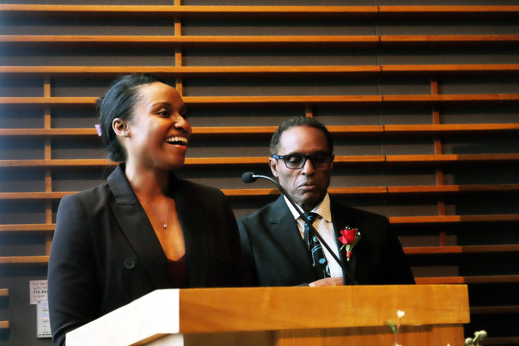 Sierra Freeman, George's grand-niece, and her father, Mark Freeman. (Photograph by Lauren Deutsch)  