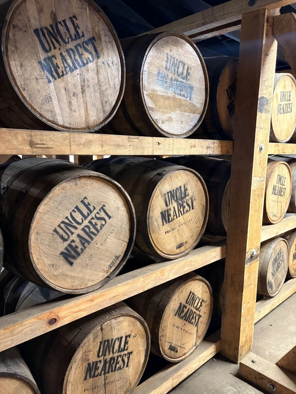Barrels of whiskey at the Nearest Green distillery in Shelbyville, TN