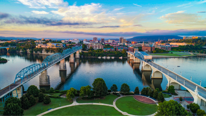 Coolidge Park and the River Front in Chattanooga, TN
