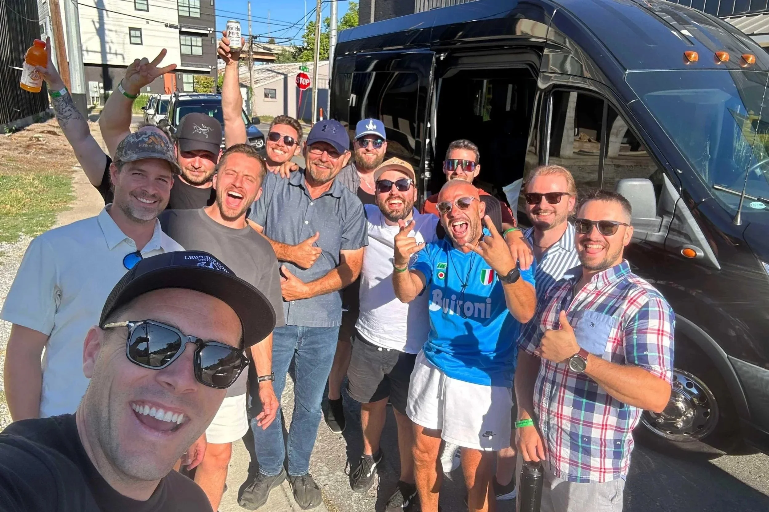 Guests enjoying private transportation during a Nashville group whiskey tour