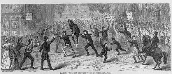 Depiction of the Whiskey Rebellion, courtesy Library of Congress.