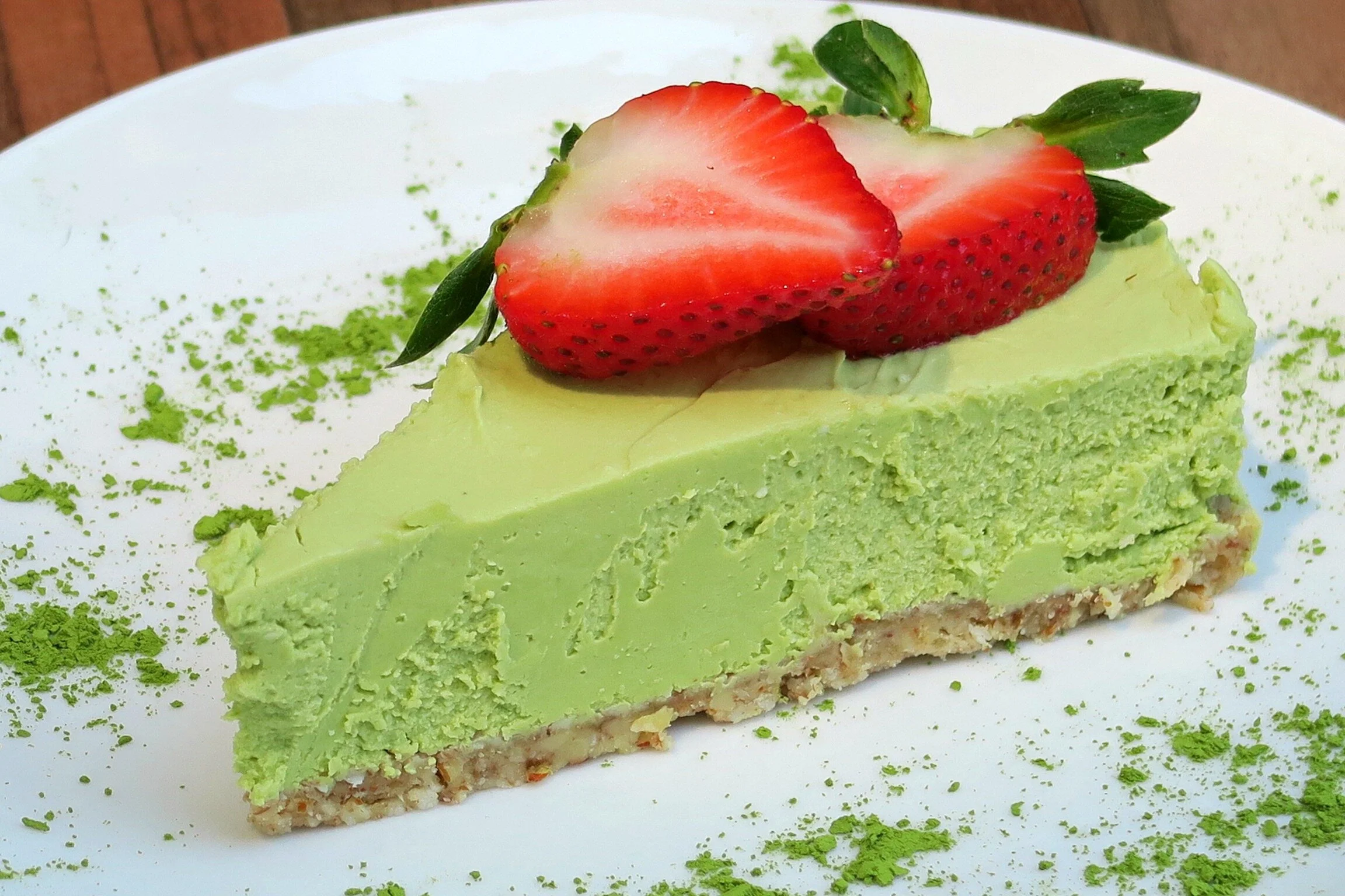 No bake matcha green tea cheesecake - grain-free, refined sugar-free