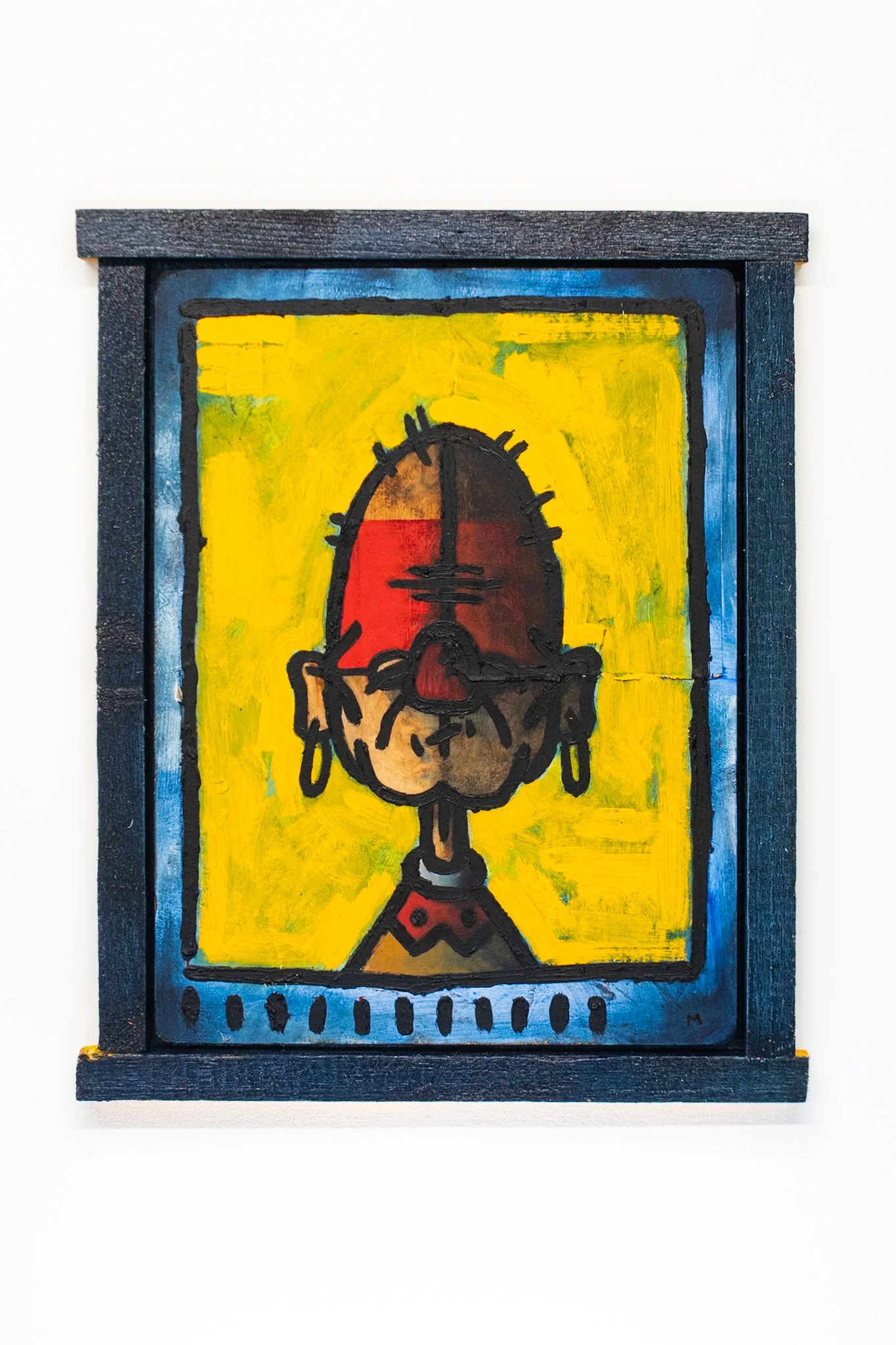 Experiment in oil & charcoal: An elder - Oil paint, charcoal & collage on panel &
assembled frame - 38x46.5x3cm