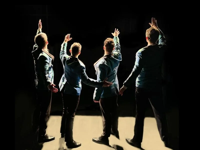 Jarrett Bloom, Gian Raffaele DiCostanzo, Calvin Malone, and Cooper Shaw in ‘Jersey Boys.’ Photo by Mike Jarett.
