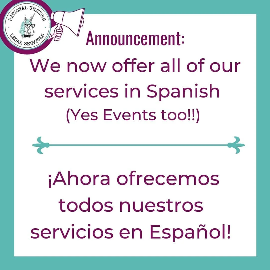 Hola unicornios!!⠀
⠀
Estamos emocionados de compartir que ahora ofrecemos todos nuestros servicios en Espa&ntilde;ol. Hemos incorporado al equipo, a la Abogada Nicole Hetz quien habla espa&ntilde;ol y puede ofrecer todos nuestros servicios en forma b