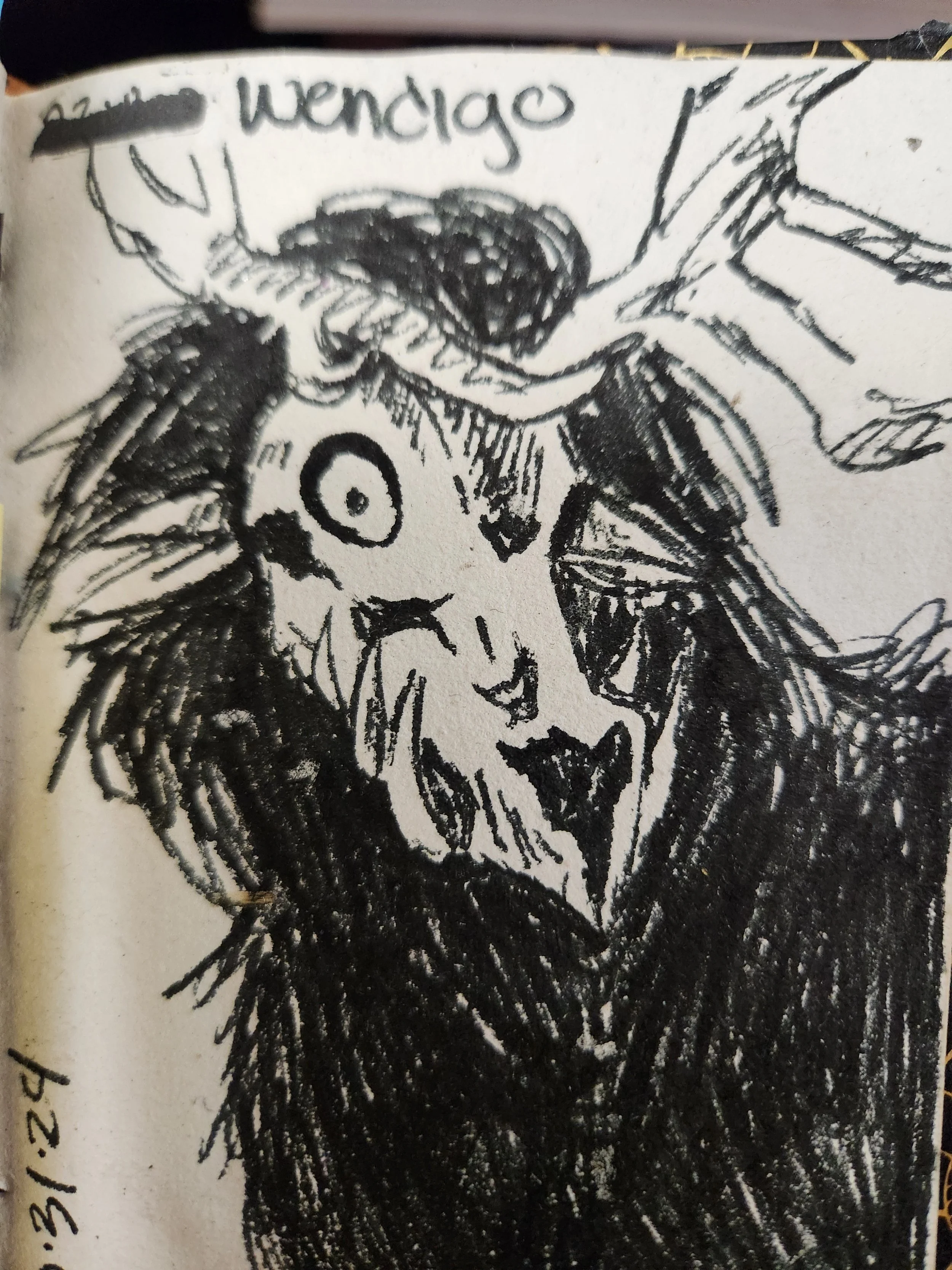 Wendigo, 2025, Ink, 4" x 5" inch
