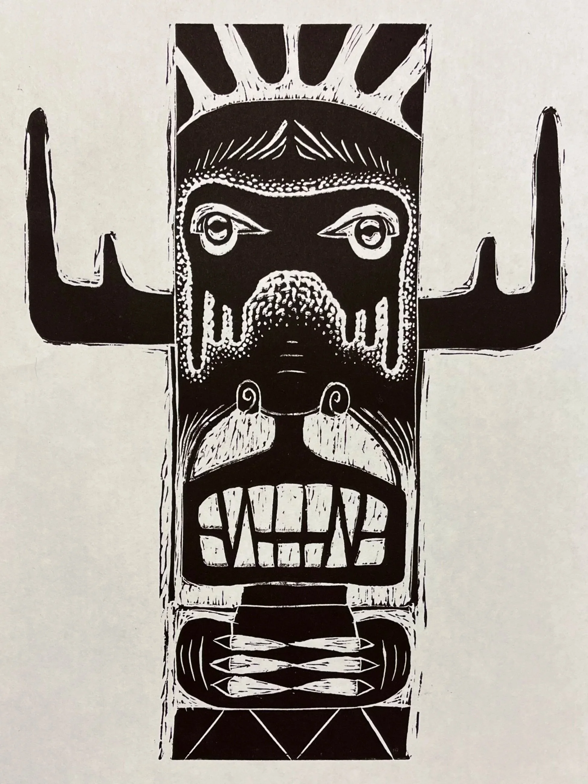 "Death Totem" Linoleum print - 11" by 15.5" (Spring 2025)