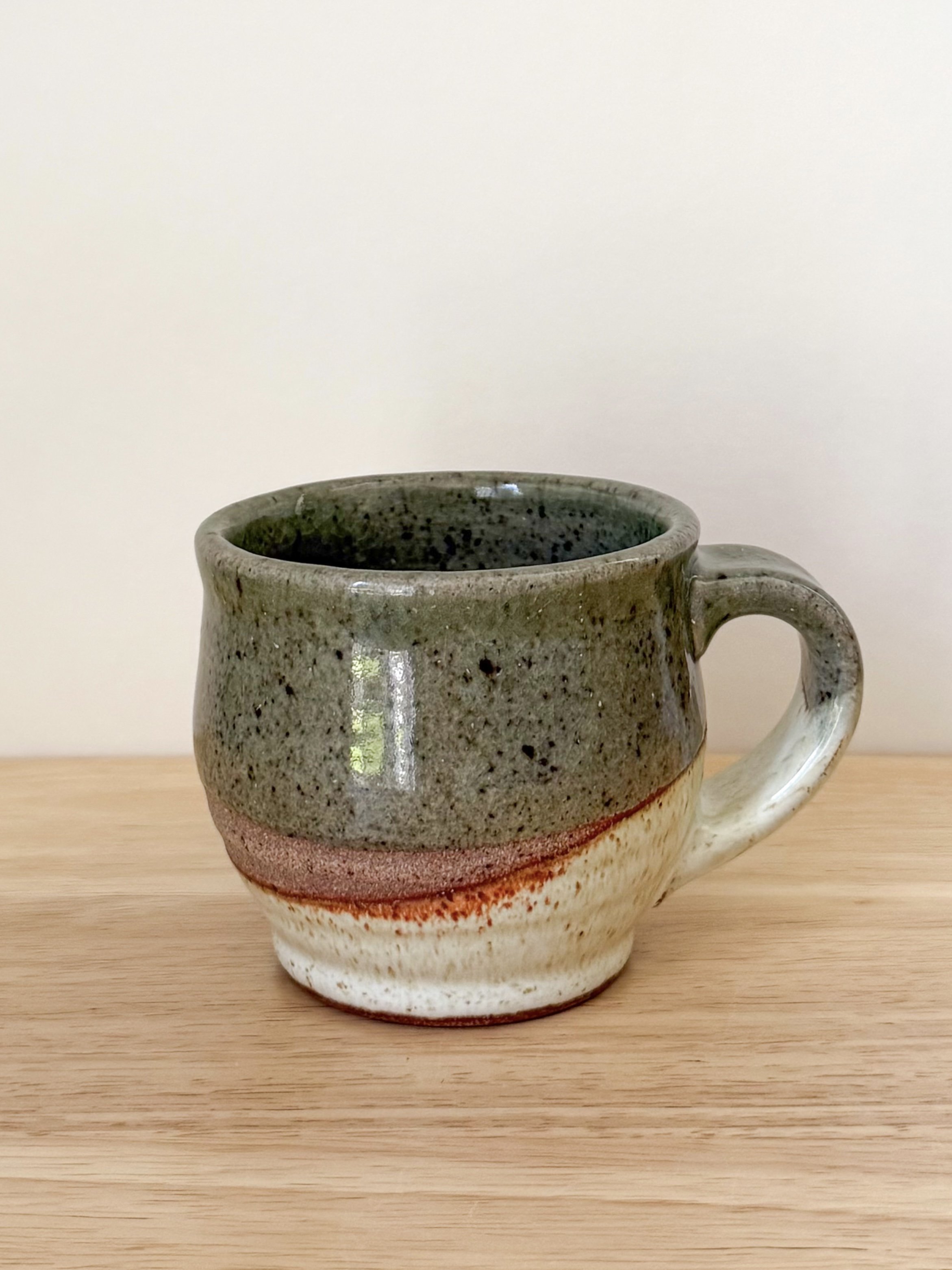 Green Mug (2024), high fire reduction stoneware, 4.5 x 3.5 x 3.5 inches