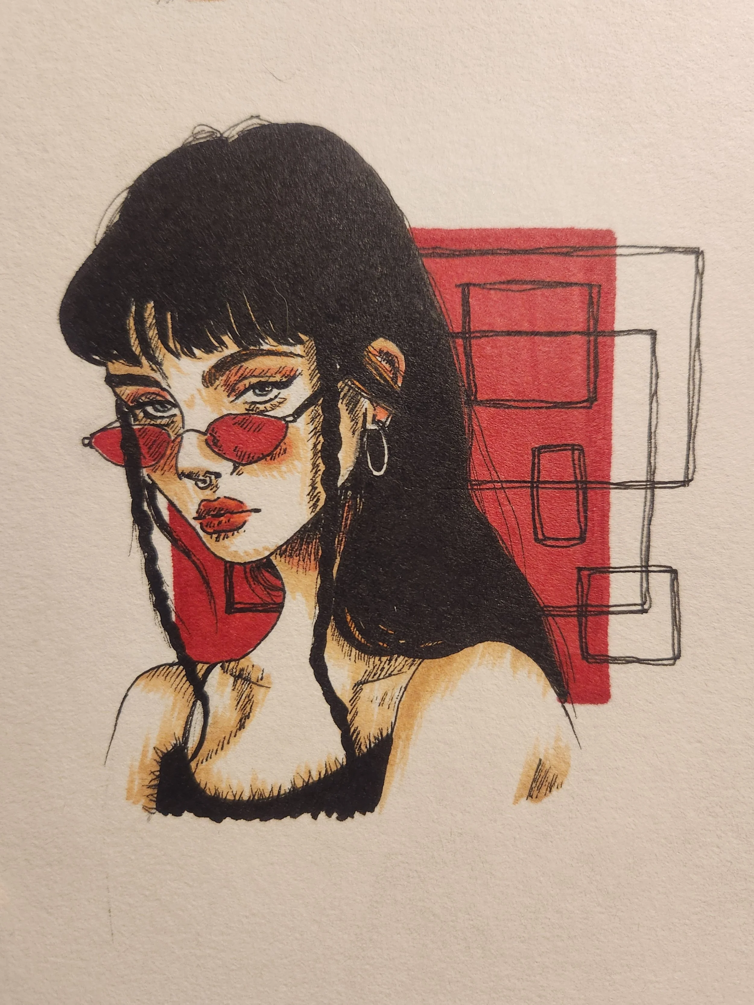 Cyber,
2022,
Ink and Alcohol Marker,
5” x 5”inch