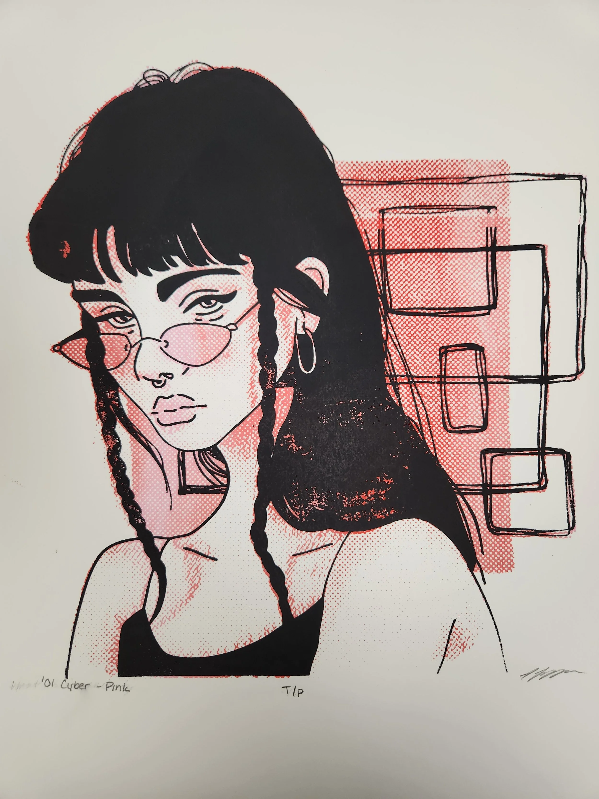 ‘01 cyber - pink,
2025,
Screenprint ,
9” x 9” inch,
Edition of 2
