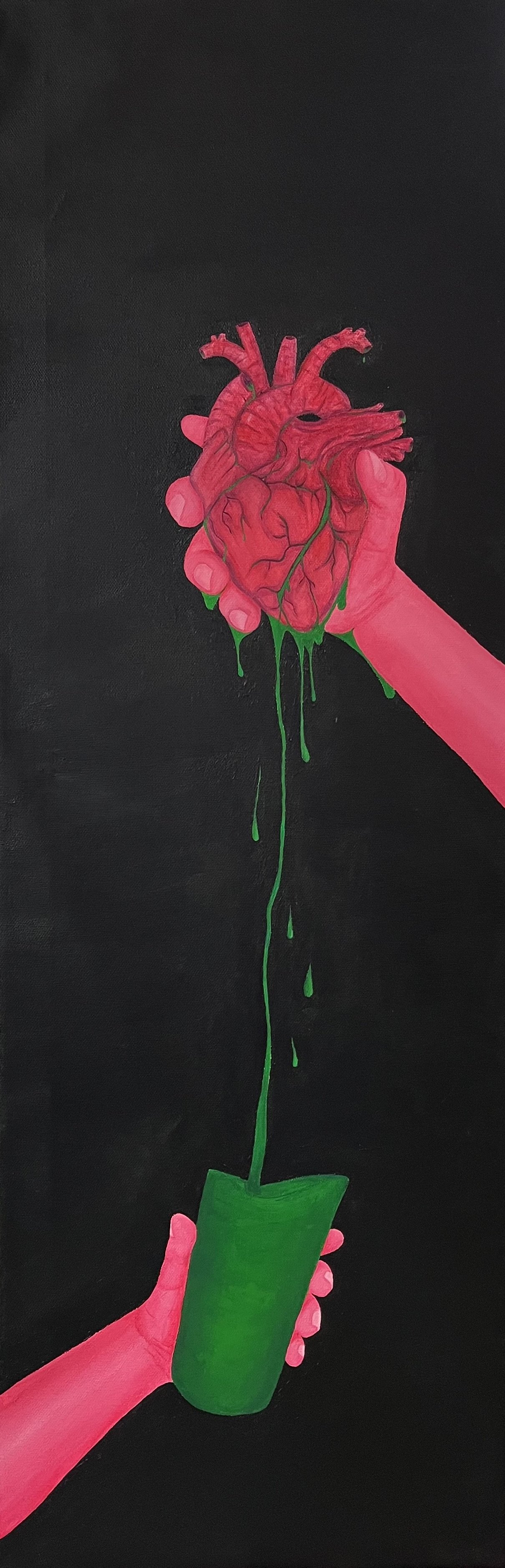 "Depleting" Acrylic paint on canvas - 12" by 36" (Spring 2025)