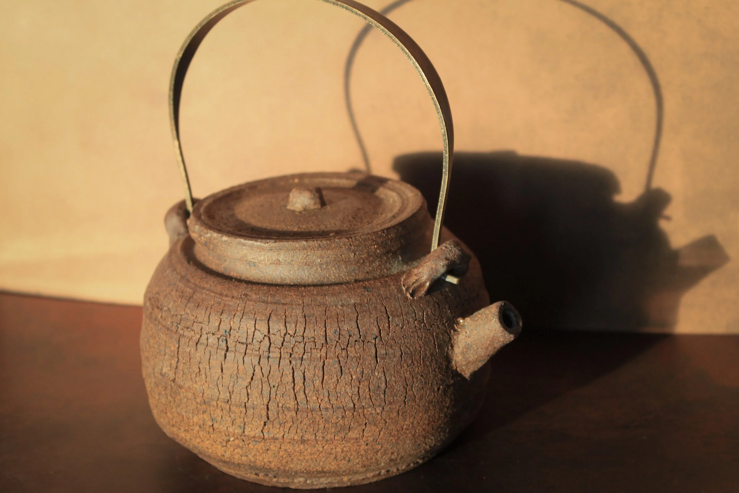 Crackle Teapot, 2026, Red Stoneware, 5"x4"x4