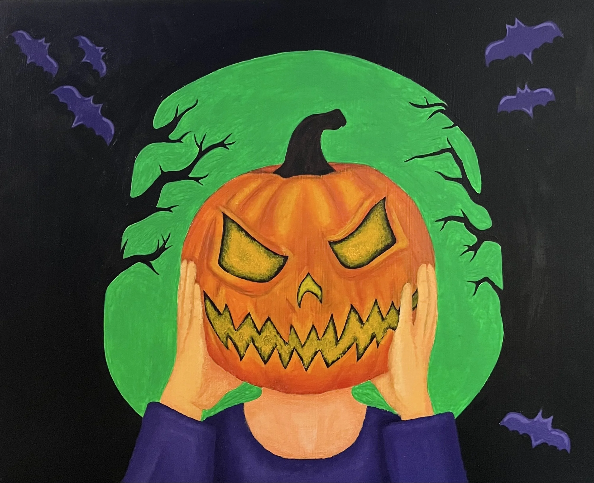 "Mask" Acrylic paint on panel - 11" by 14" (Spring 2025)