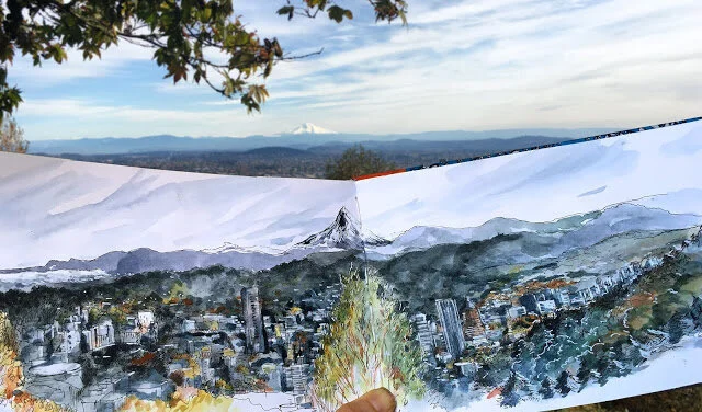 Sketching from Pittock Mansion