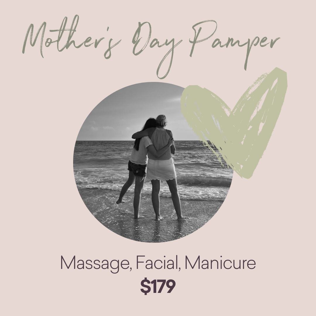 Show Mum your love and appreciation this Mother's Day with our indulgent Pamper Package! ✨⁠
⁠
Treat her to 90 minutes of pure relaxation, including a luxurious facial, blissful massage, and a pampering manicure for just $179.⁠
⁠
Order online by May 8