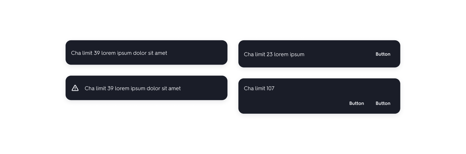 Four dark-colored rectangular interface elements, some with text and some with buttons, arranged on a light background.