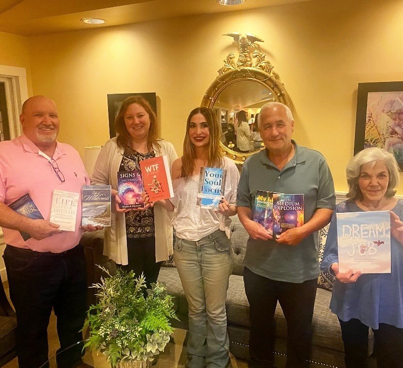 With some of my fave authors and people at the @foreverfamilyfoundation Grief Retreat! 

 #FFFCertifiedMedium Joe Shiel @joeshiel_medium - his book of poetry &ldquo;The Edge of Wilderness&rdquo;, holding 2 books by Jacob Cooper, LCSW  @jacobcooperlcs