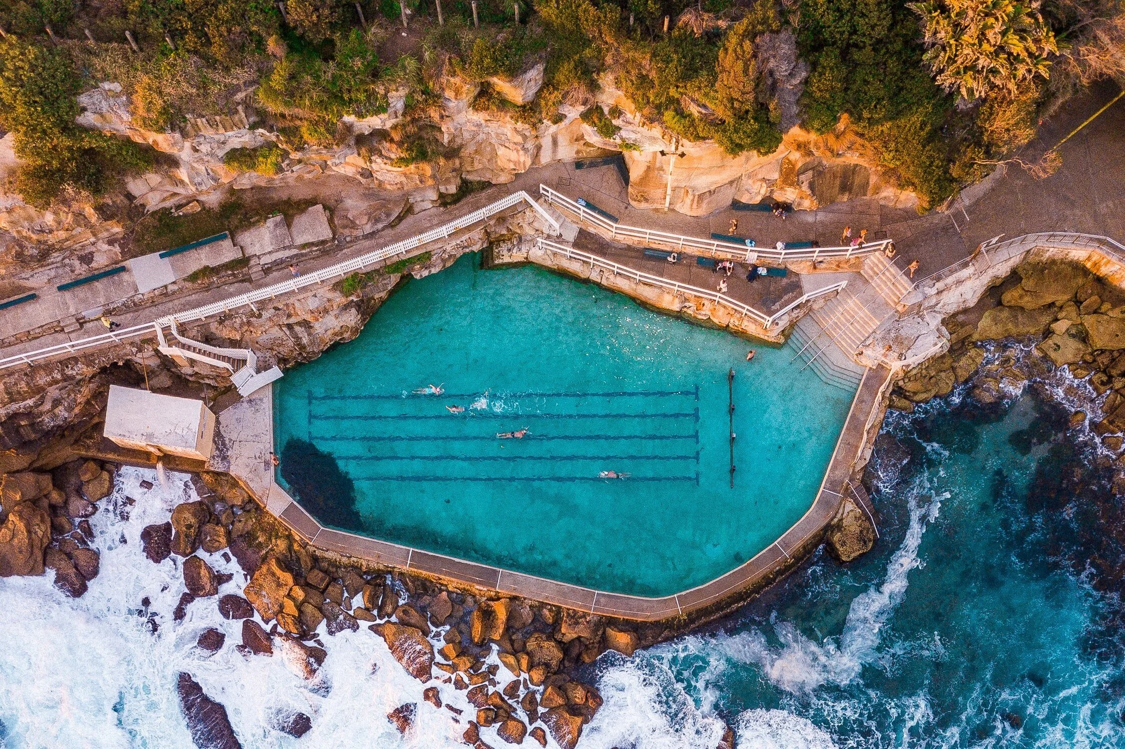 Scenic aerial view of Bronte beach pool