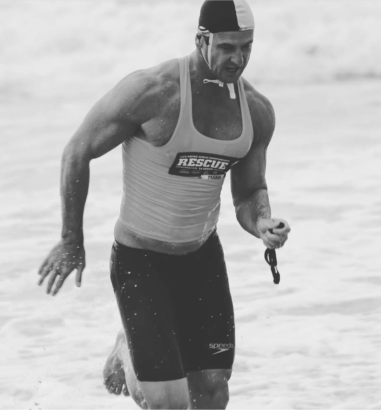 Troy competes as a Surf Life Saving Iron man