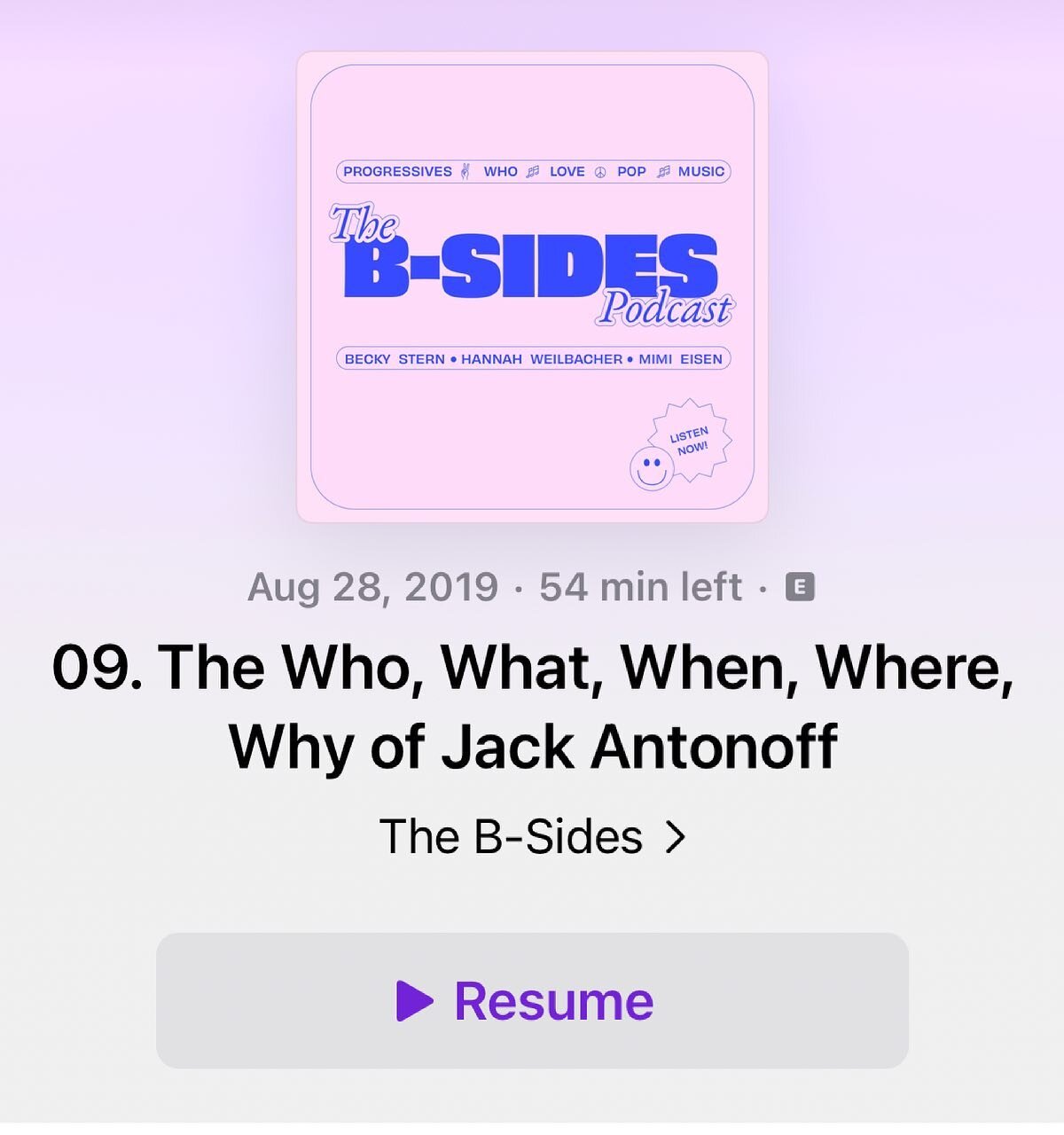 Due to some unforeseen life stuff, we do not have a new episode this week 😣 BUT we do want to celebrate #waybackwednesday, so join us in listening to our @jackantonoff episode from almost two years ago. @bleachersmusic is coming out with a new album