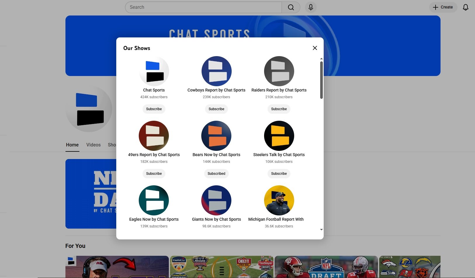 Sports video production work for Chat Sports including daily YouTube content, graphics, and audience-driven storytelling