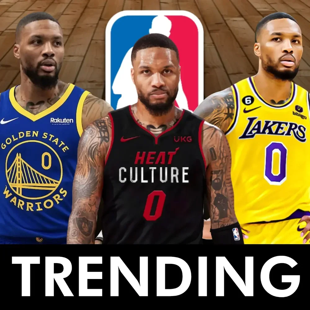 Trending NBA social media graphic highlighting player free agency rumors and league discussion.