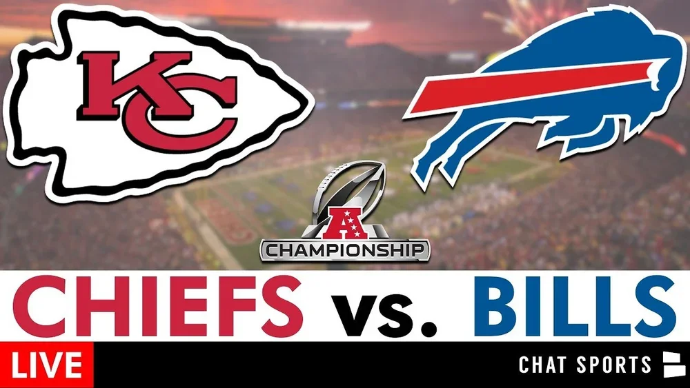 AFC Championship livestream YouTube thumbnail for Kansas City Chiefs vs Buffalo Bills playoff game.