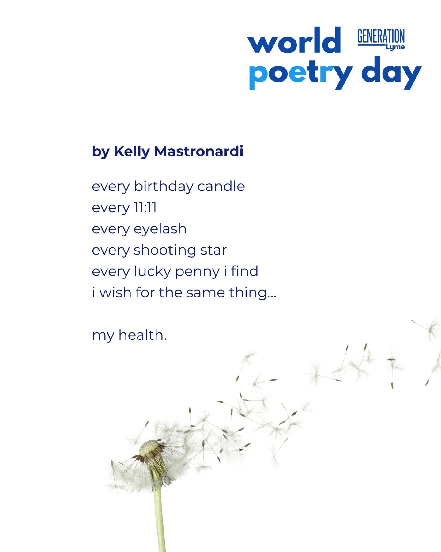 Today&rsquo;s poem comes from Kelly Mastronardi @lyme_dont_kill_my_vibe

In honor of World Poetry Day, we invited our community to share poems reflecting their experience with Lyme Disease.

Our poets deserve some love, so please share this to your s