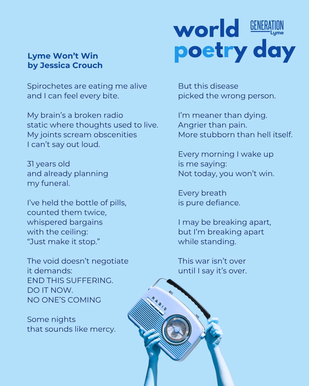 We are still going strong for World Poetry Day (week)!

Today's poem is by Jessica Crouch, and it's her first time sharing her writing, so please give her some love in the comments below.